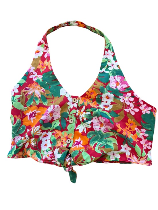 Lily Rose Tops - Lily Rose Red, Green & Pink Smocked Floral Top
